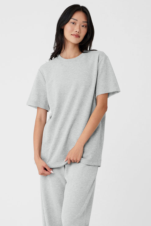 alo Women's Chill Short Sleeve - Athletic Heather Grey