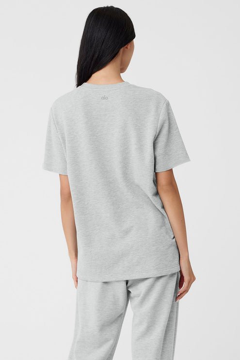 alo Women's Chill Short Sleeve - Athletic Heather Grey