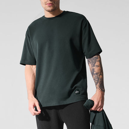 alo Men's Double Take Short Sleeve - Charcoal Green