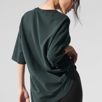 alo Women's Double Take Short Sleeve - Charcoal Green