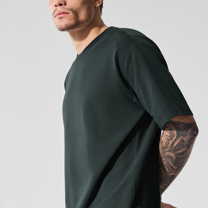 alo Men's Double Take Short Sleeve - Charcoal Green