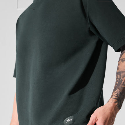 alo Men's Double Take Short Sleeve - Charcoal Green