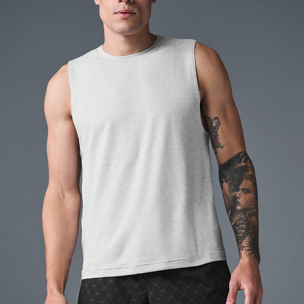 alo Men's Conquer Muscle Tank - Athletic Heather Grey