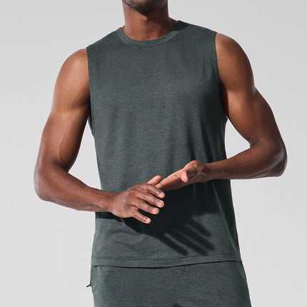 alo Men's Conquer Muscle Tank - Charcoal Green Heather