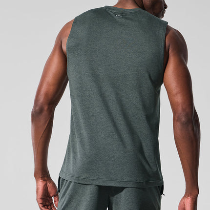 alo Men's Conquer Muscle Tank - Charcoal Green Heather