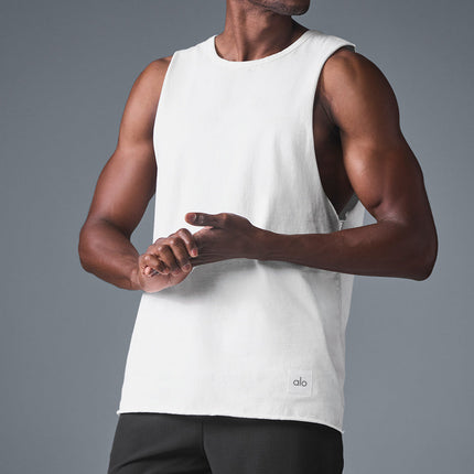 alo Men's Society Raw Edge Tank - White