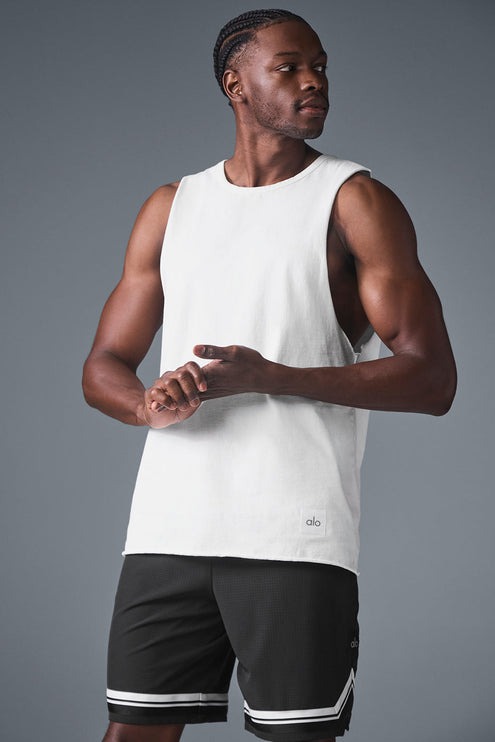 alo Men's Society Raw Edge Tank - White