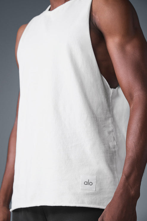 alo Men's Society Raw Edge Tank - White