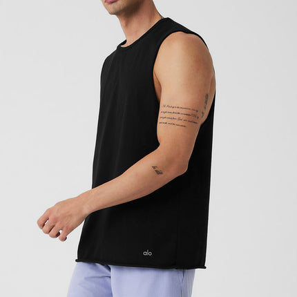 alo Men's Society Raw Edge Tank - Black