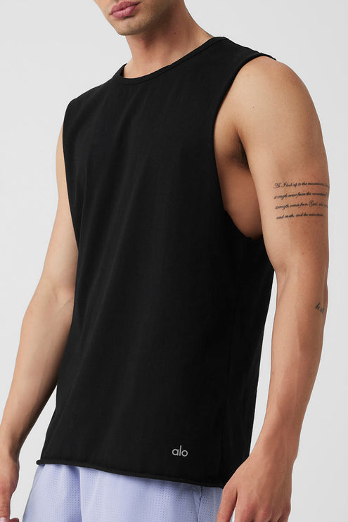 alo Men's Society Raw Edge Tank - Black