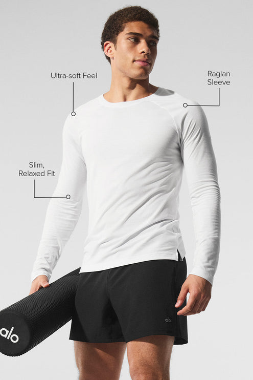 alo Men's Triumph Long Sleeve Tee - White