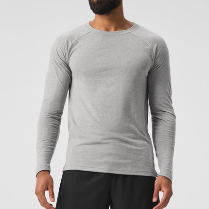 alo Men's Triumph Long Sleeve Tee - Athletic Heather Grey