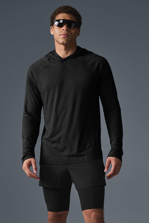 alo Men's Core Hooded Runner - Black