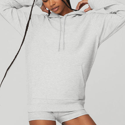 alo Women's Micro Waffle Fast Break Hoodie - Athletic Heather Grey