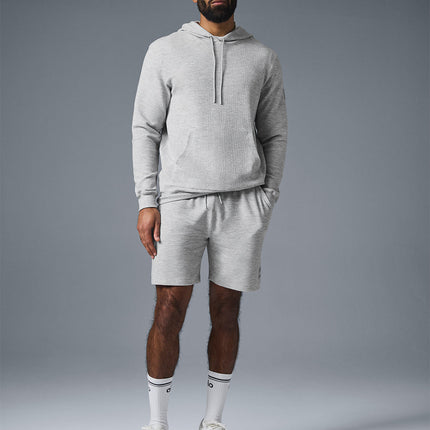 alo Men's Micro Waffle Fast Break Hoodie - Athletic Heather Grey