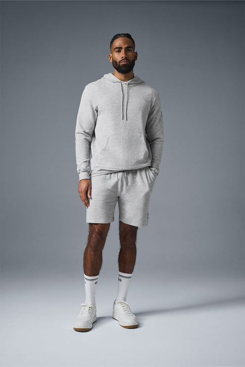 alo Men's Micro Waffle Fast Break Hoodie - Athletic Heather Grey