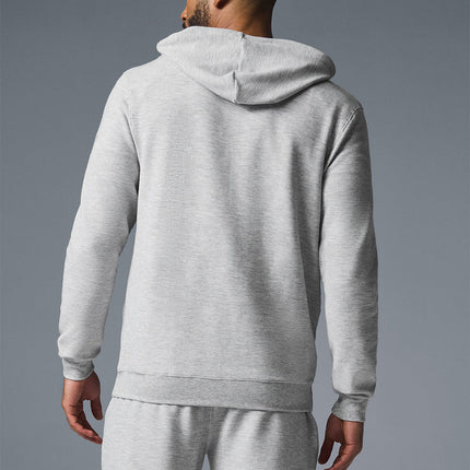 alo Men's Micro Waffle Fast Break Hoodie - Athletic Heather Grey