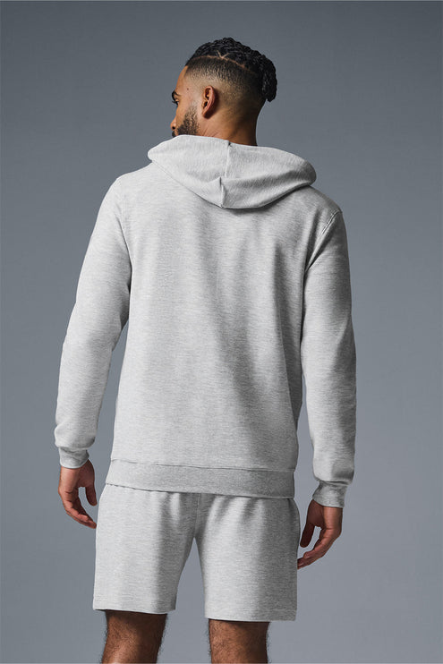 alo Men's Micro Waffle Fast Break Hoodie - Athletic Heather Grey
