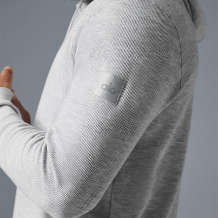 alo Men's Micro Waffle Fast Break Hoodie - Athletic Heather Grey