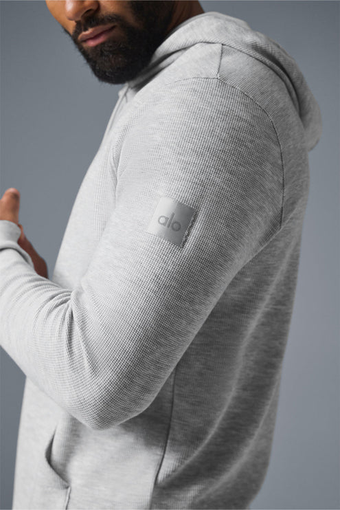 alo Men's Micro Waffle Fast Break Hoodie - Athletic Heather Grey