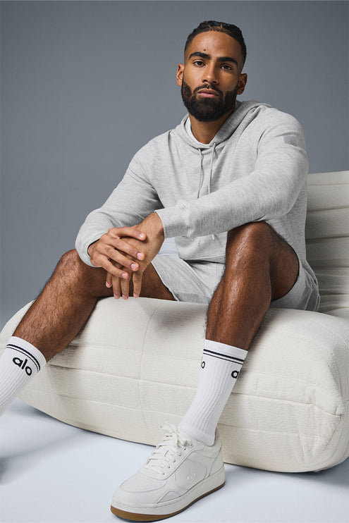 alo Men's Micro Waffle Fast Break Hoodie - Athletic Heather Grey