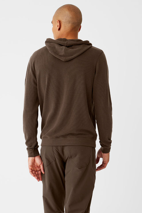alo Men's Micro Waffle Fast Break Hoodie - Espresso