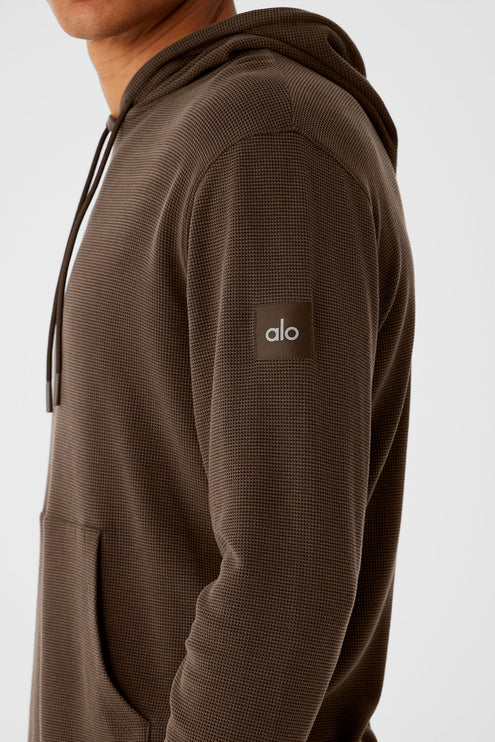 alo Men's Micro Waffle Fast Break Hoodie - Espresso