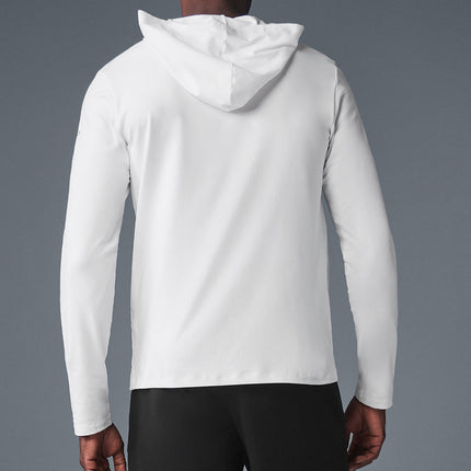 alo Men's Conquer Reform Long Sleeve With Hood - White