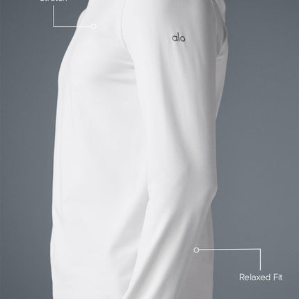 alo Men's Conquer Reform Long Sleeve With Hood - White
