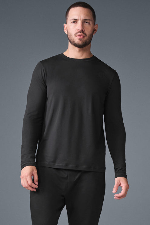 alo Men's Conquer Reform Crewneck Long Sleeve - Black