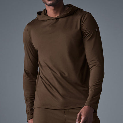 alo Men's Conquer Reform Long Sleeve With Hood - Espresso