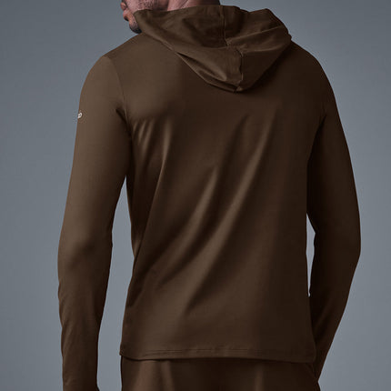 alo Men's Conquer Reform Long Sleeve With Hood - Espresso