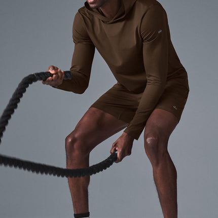 alo Men's Conquer Reform Long Sleeve With Hood - Espresso