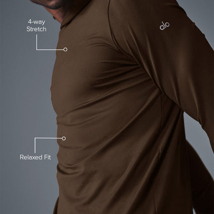 alo Men's Conquer Reform Long Sleeve With Hood - Espresso
