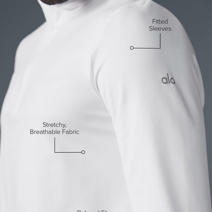 alo Men's Conquer 1/4 Zip Reform Long Sleeve - White