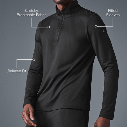 alo Men's Conquer 1/4 Zip Reform Long Sleeve - Black