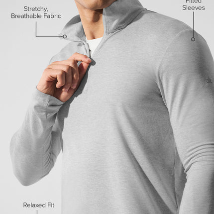 alo Men's Conquer 1/4 Zip Reform Long Sleeve - Athletic Heather Grey