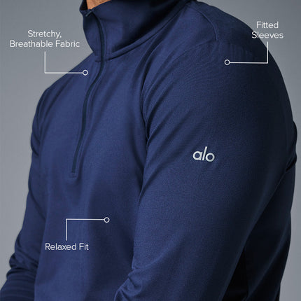 alo Men's Conquer 1/4 Zip Reform Long Sleeve - Navy