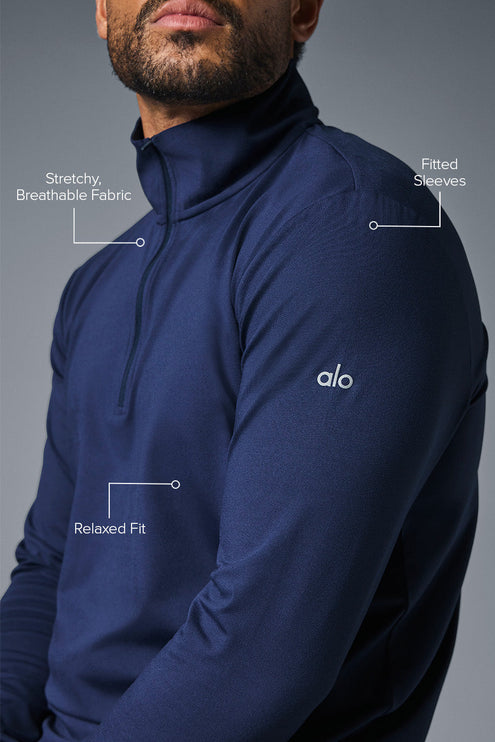alo Men's Conquer 1/4 Zip Reform Long Sleeve - Navy