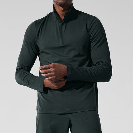 alo Men's Conquer 1/4 Zip Reform Long Sleeve - Charcoal Green