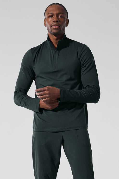 alo Men's Conquer 1/4 Zip Reform Long Sleeve - Charcoal Green