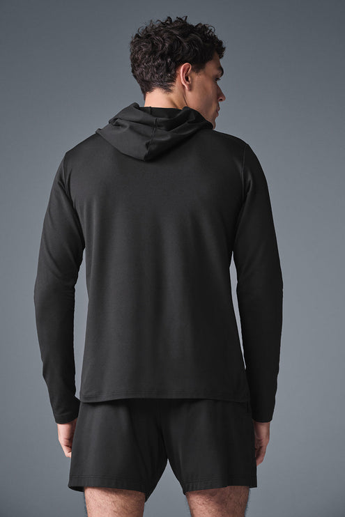 alo Men's Conquer Reform Long Sleeve With Hood - Black