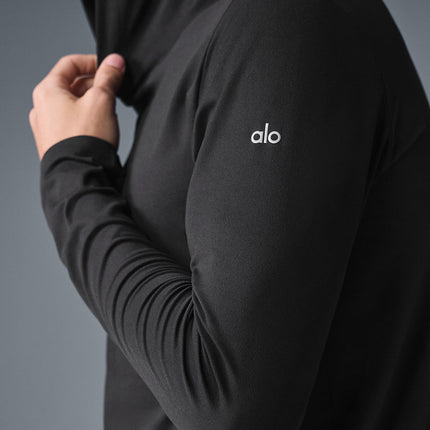 alo Men's Conquer Reform Long Sleeve With Hood - Black