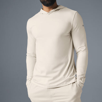 alo Men's Conquer Reform Long Sleeve With Hood - Bone
