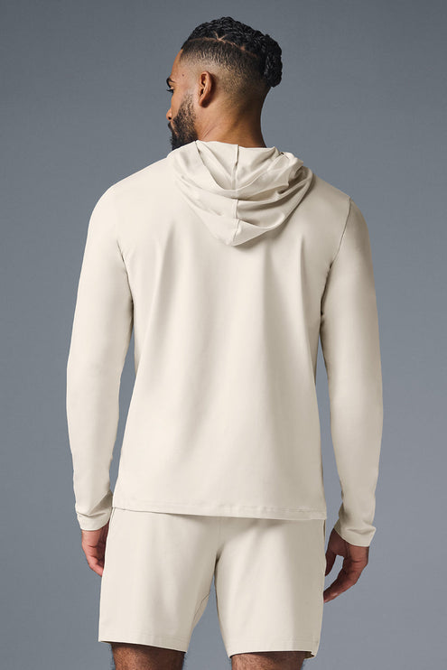 alo Men's Conquer Reform Long Sleeve With Hood - Bone