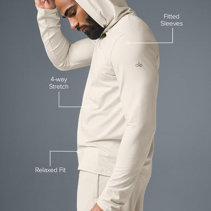 alo Men's Conquer Reform Long Sleeve With Hood - Bone