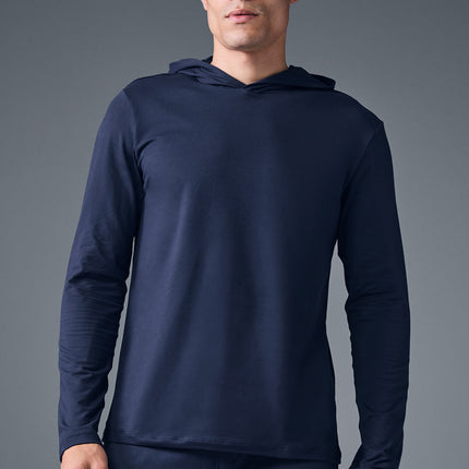 alo Men's Conquer Reform Long Sleeve With Hood - Navy