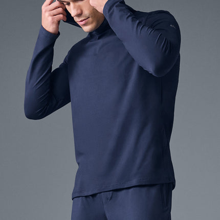 alo Men's Conquer Reform Long Sleeve With Hood - Navy