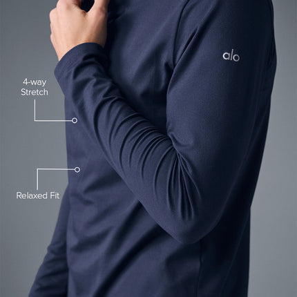 alo Men's Conquer Reform Long Sleeve With Hood - Navy