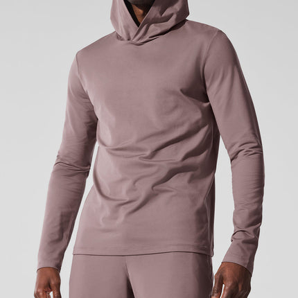 alo Men's Conquer Reform Long Sleeve With Hood - Mushroom
